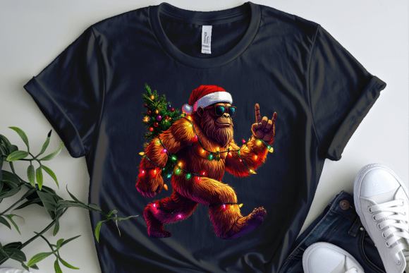 Lustige Weihnachts-Bigfoot- und Weihnachtsmannmützen-PNG