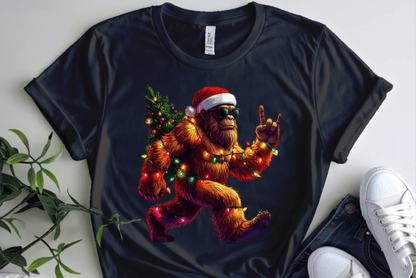 Lustige Weihnachts-Bigfoot- und Weihnachtsmannmützen-PNG