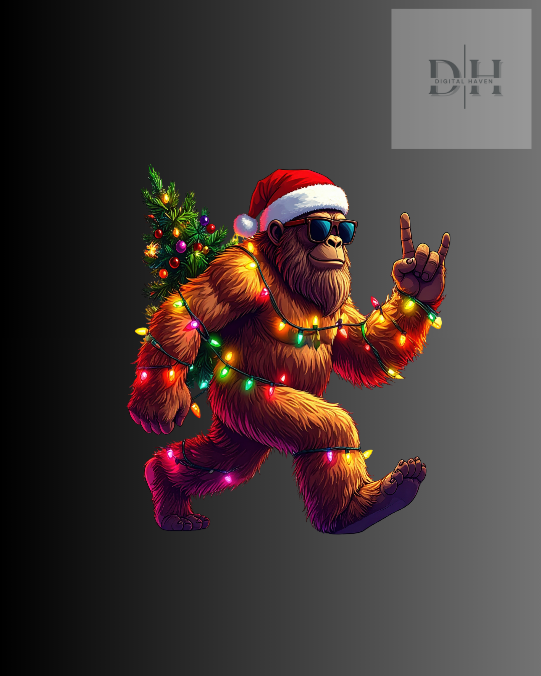Lustige Weihnachts-Bigfoot- und Weihnachtsmannmützen-PNG